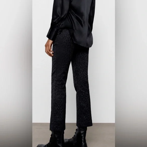 Zara pants mini flare leopard cheetah printed crop pants - Picture 4 of 7